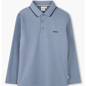 Boss Kids Long Sleeve Polo in Slate Blue